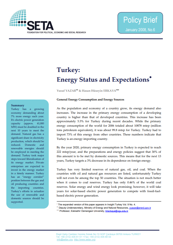 Turkey Energy Status and Expectations