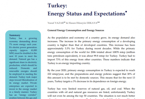 Turkey Energy Status and Expectations
