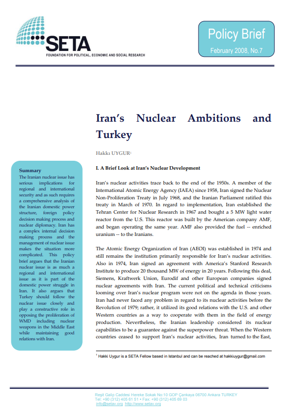Iran's Nuclear Ambitions and Turkey