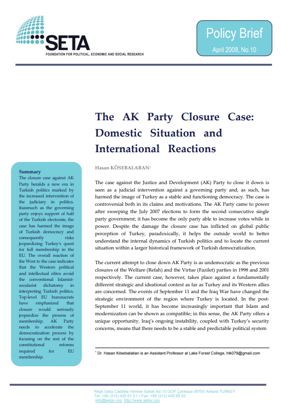 The AK Party Closure Case Domestic Situation and International Reactions
