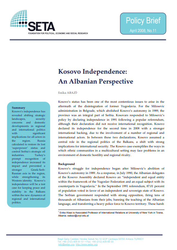 Kosovo Independence An Albanian Perspective