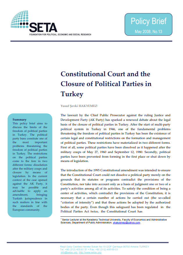 Constitutional Court and the Closure of Political Parties in Turkey