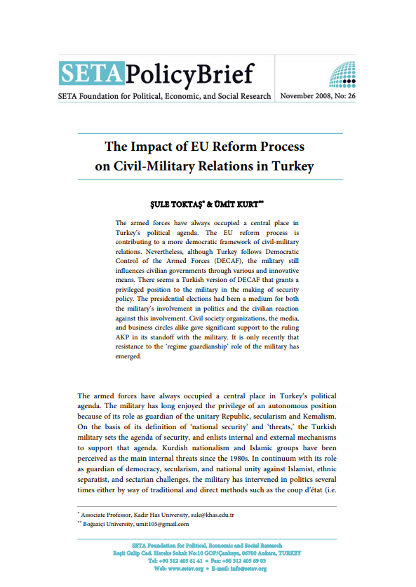 The Impact of EU Reform Process on Civil-Military Relations in
